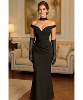 Vestido Longo Festa Ombro a Ombro Tubinho Elegante Casamento | Dora